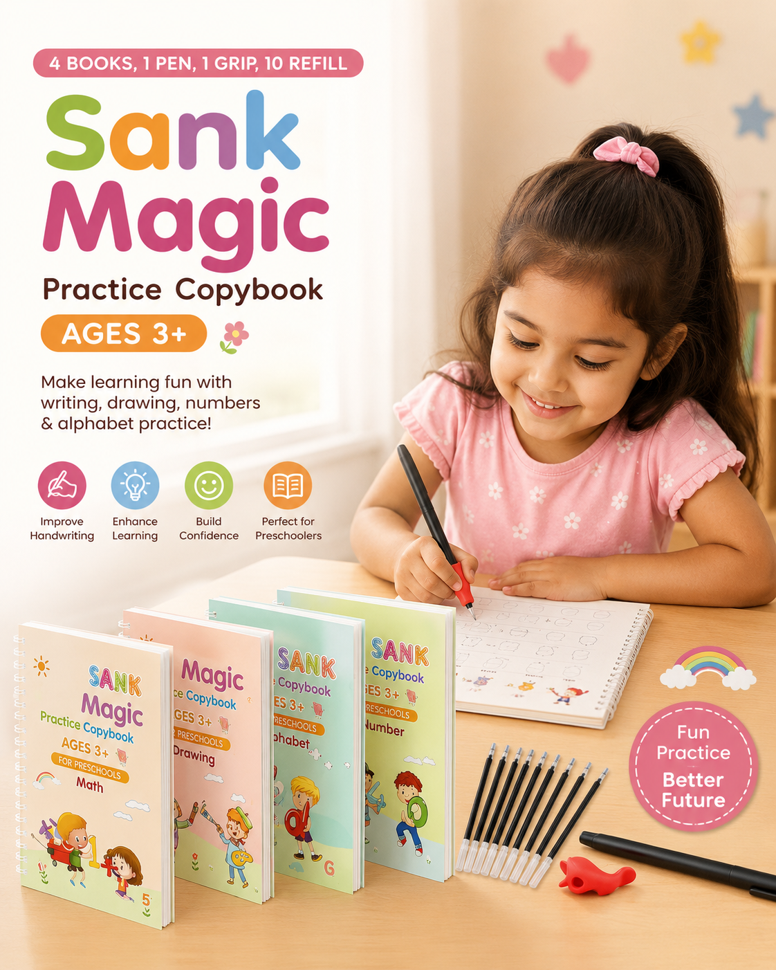 Sank Magic Practice Copybook (Pack of 4 )