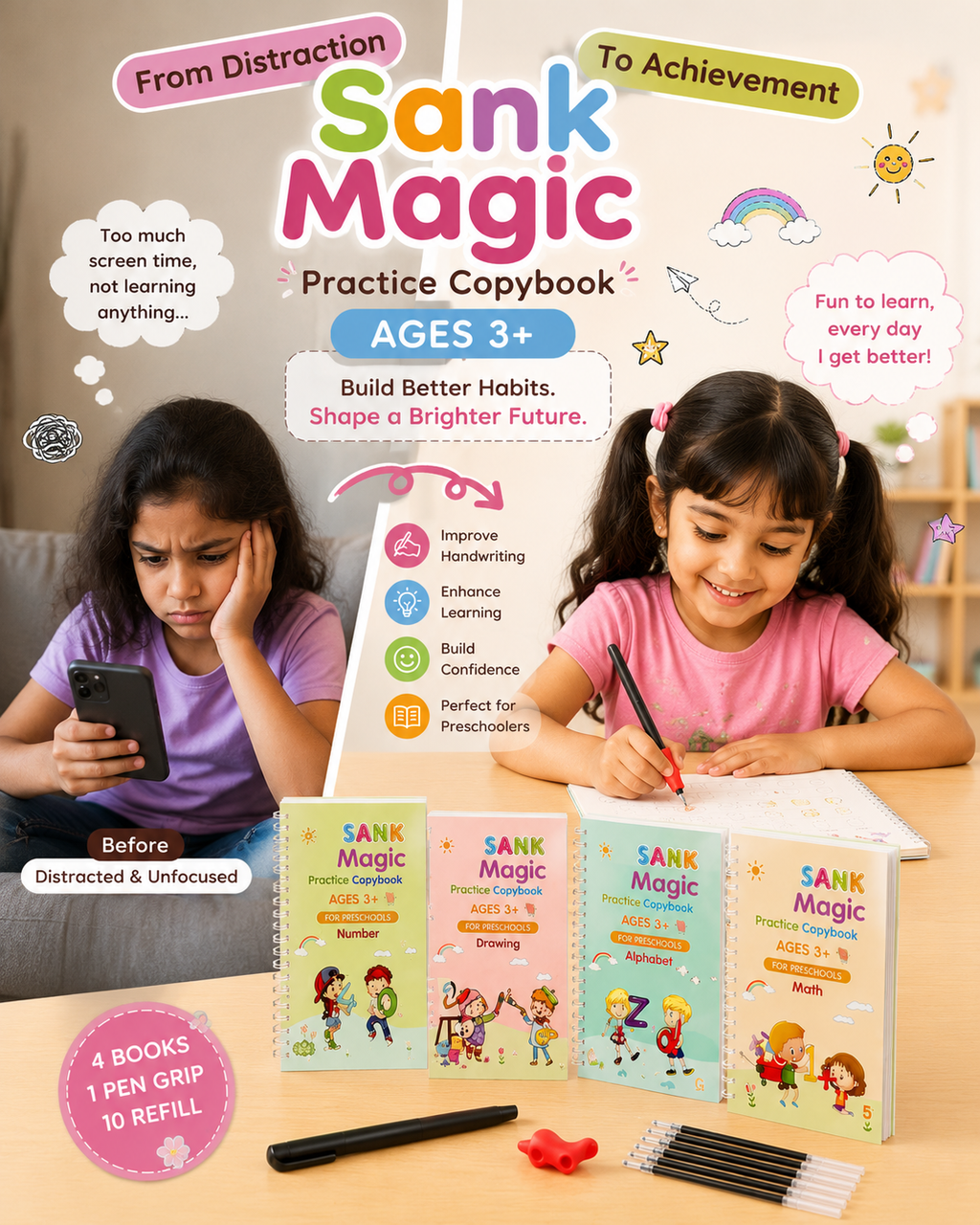 Sank Magic Practice Copybook (Pack of 4 )