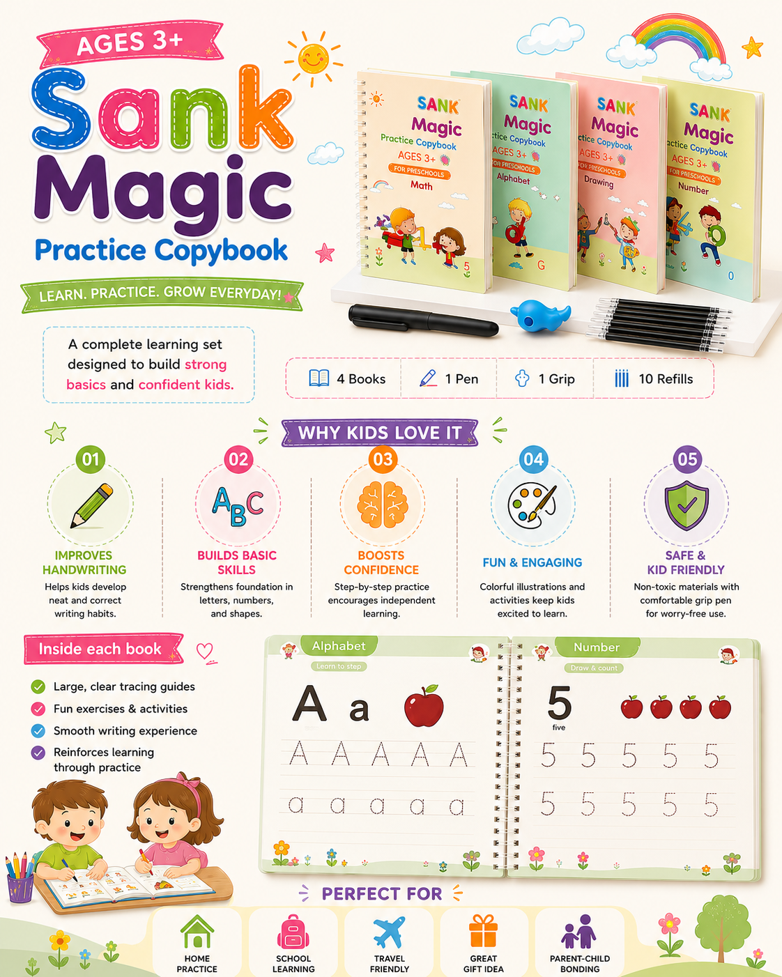 Sank Magic Practice Copybook (Pack of 4 )