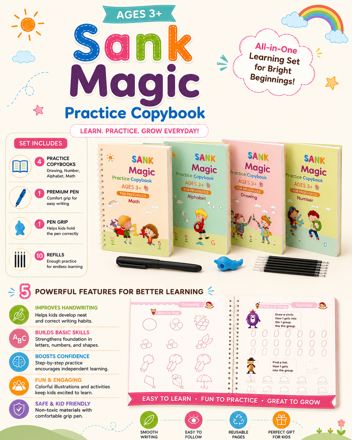 Sank Magic Practice Copybook (Pack of 4 )